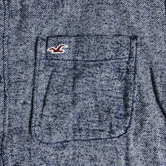 Hollister Blue Logo Chambray Button Down Shirt Size M I68 - Picture 2 of 5